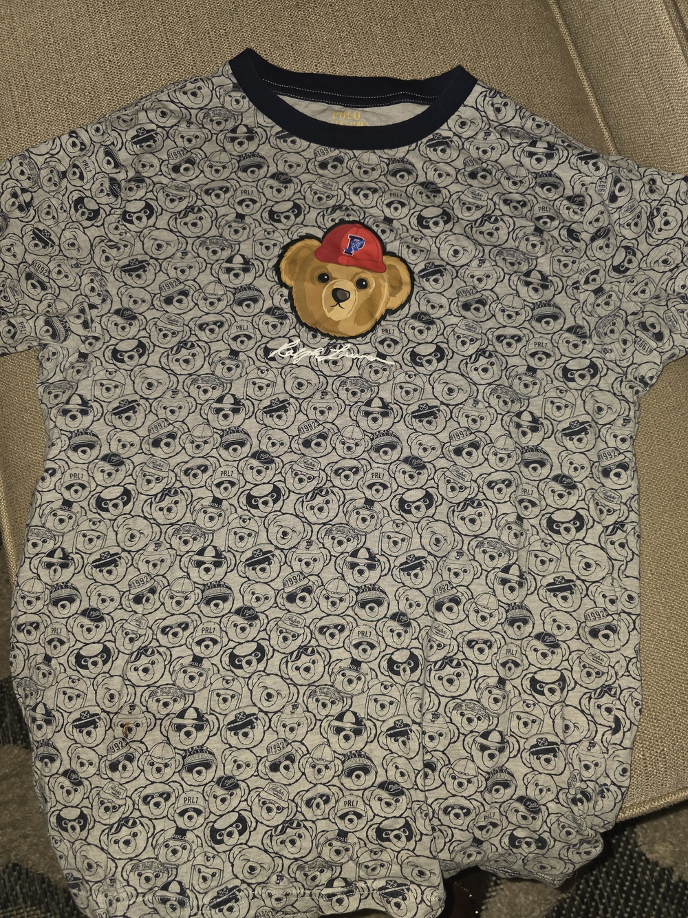 Polo by Ralph Lauren Bear Patch Tee in Navy, Red, Gold